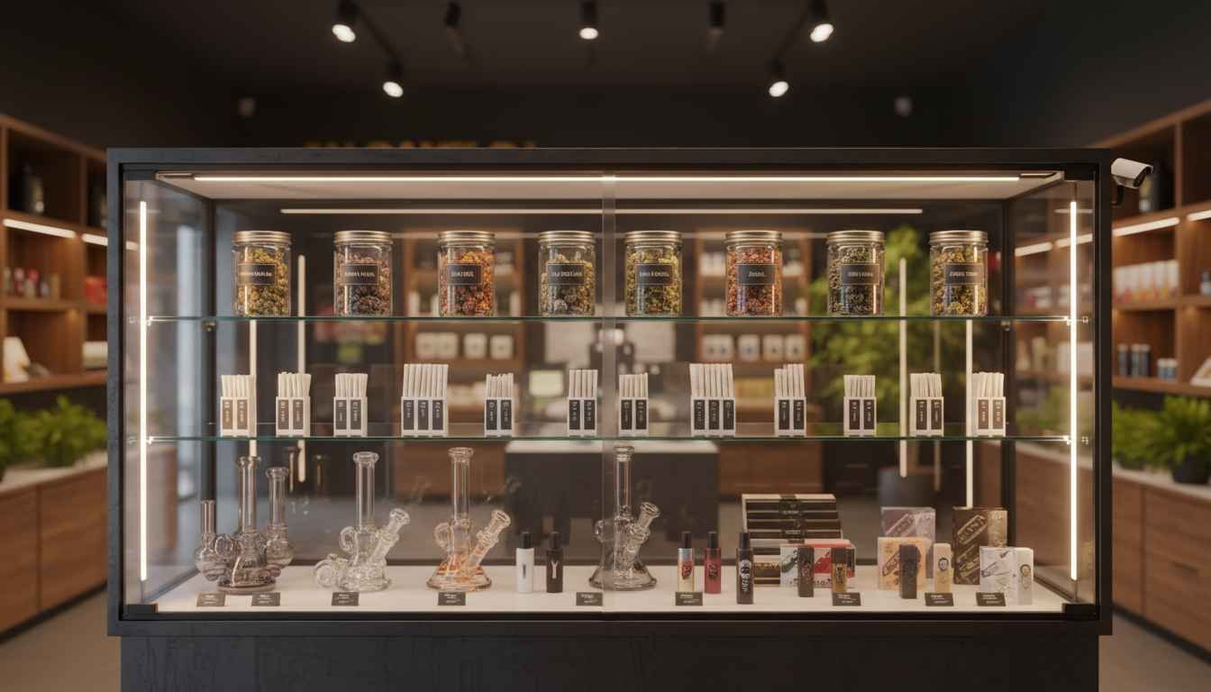 retail cannabis glass showcases